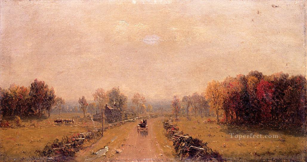 Carriage on a Country Road scenery Sanford Robinson Gifford Oil Paintings
